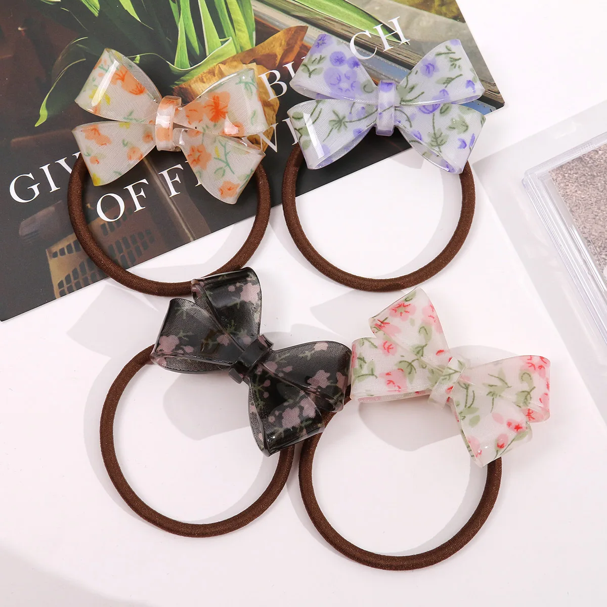 2pcs Mori korean style chill bow hair ties for women cute hair accessories for girls female barrettes