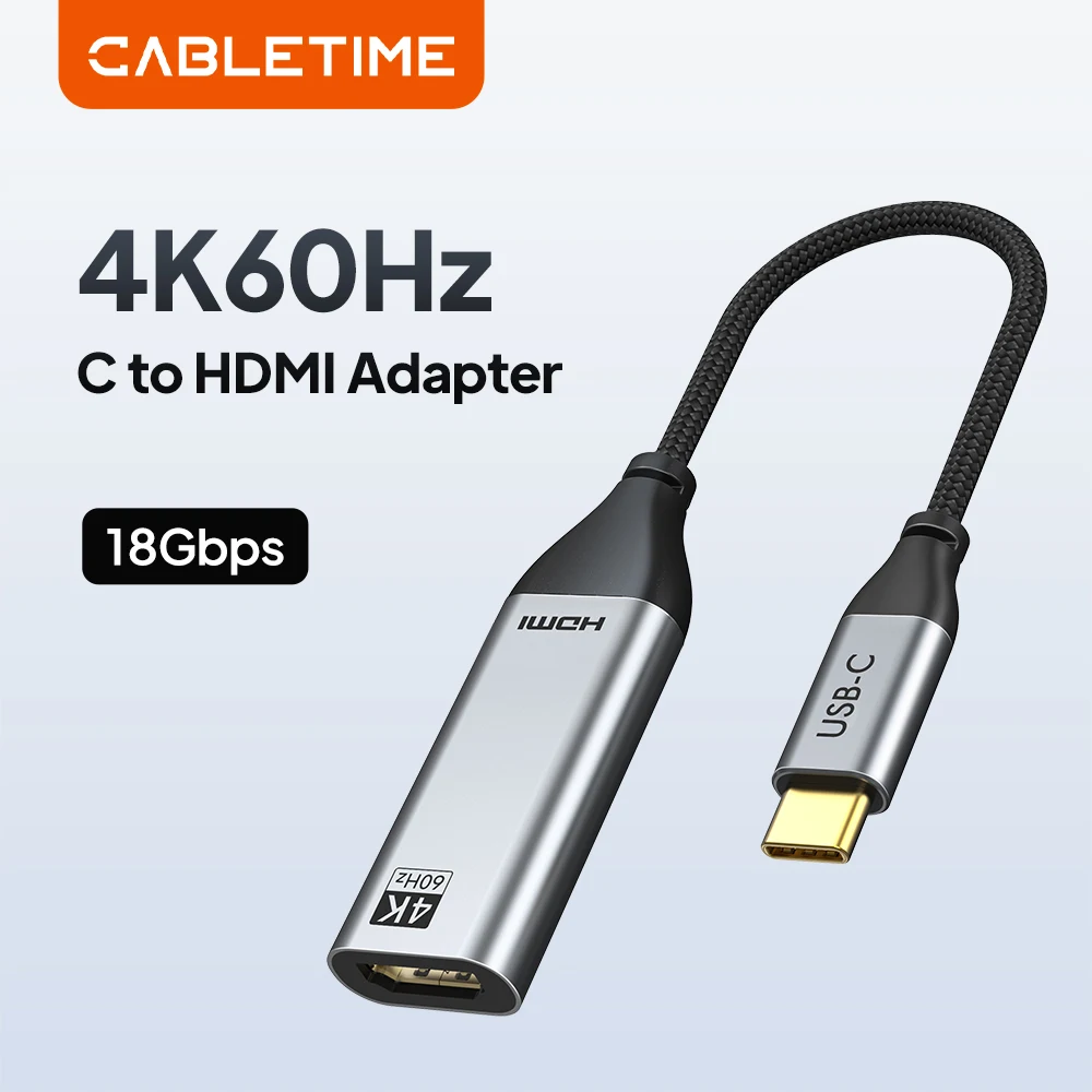 

Адаптер CABLETIME 4K 60Hz HDMI на USB Type-C, конвертер кабеля HD TV для iPhone 15, iPad, MacBook Pro/Air, адаптер USB-C на HDMI