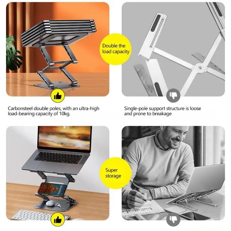Modern Design Laptop Rack Stand 3-Layer Bracket Ergonimic Nonslip Design For Secure Placement On Any Texture