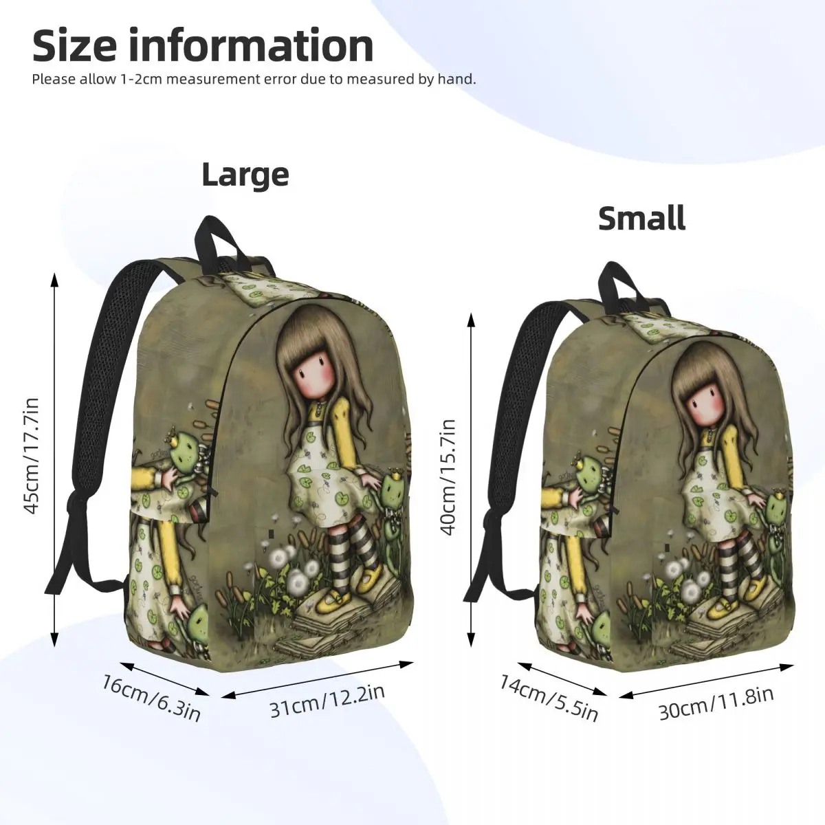 Santoro Gorjuss for Men Women Student School Bookbag Cute Cartoon Canvas Daypack Middle High College Lightweight