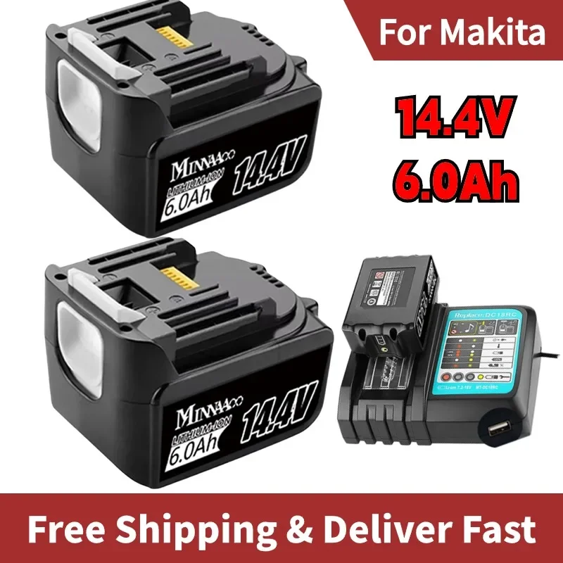 

for Makita 14.4V 5.0Ah BL1460 Li-ion Battery BL1430 BL1440 BL1450 BL1415 194066-1 194065-3 194558-0 Cordless Power Tools