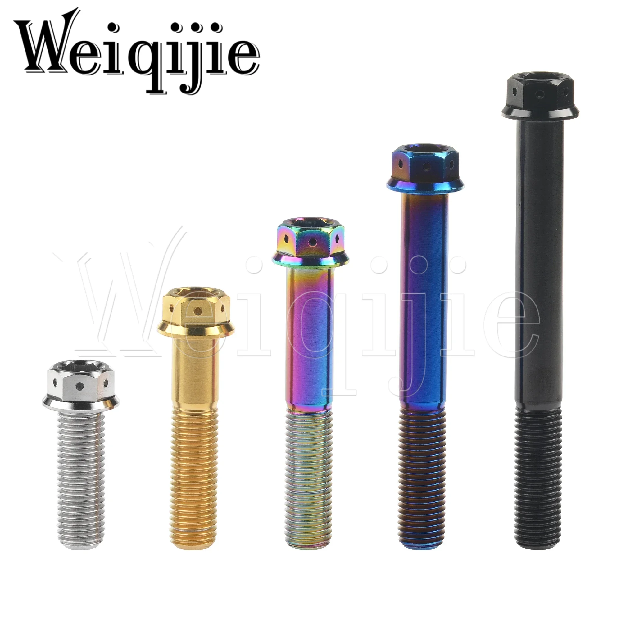 Weiqijie Titanium Bolt M10x20~90mm Pitch1.25/1.5mm Flange Socket Head Screw for Motorcycle Caliper Modification