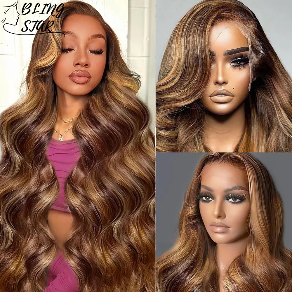 

Выделите Ombre Парик Фронта Шнурка Человеческих Волос Объемная Волна Фронтальные Парики P4/27 13x4 Медовый Блондин Парик Фронта Шнурка Человеческие Волосы Для Женщин