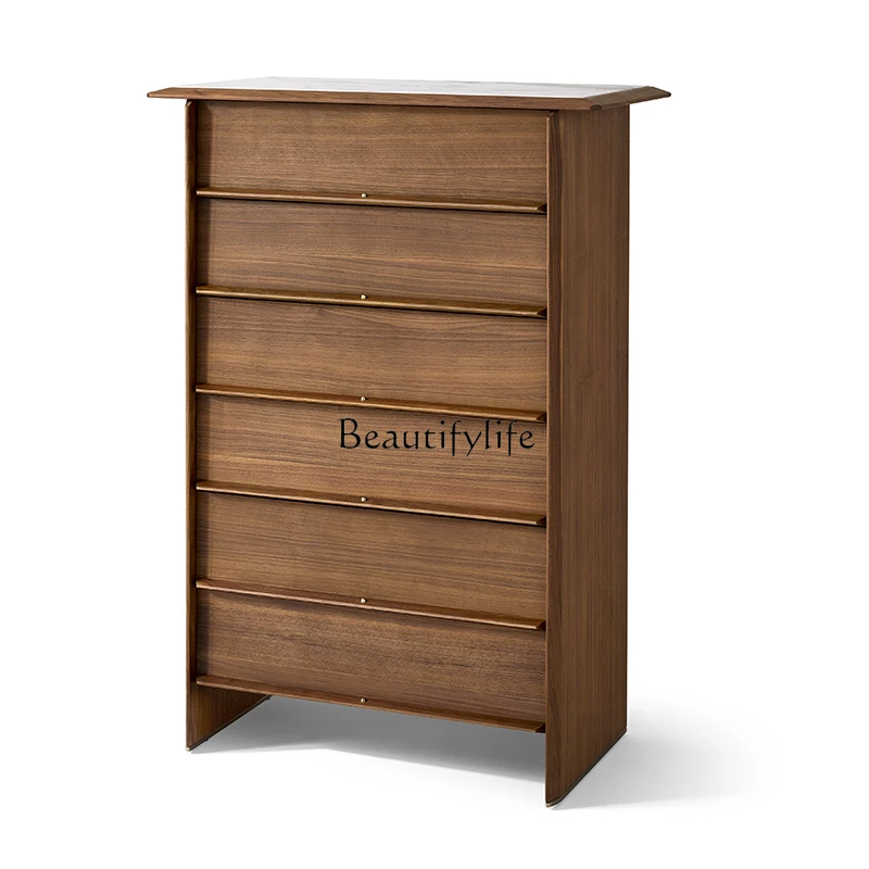 

Black walnut solid wood slate six chest cabinet bedroom drawer storage cabinet