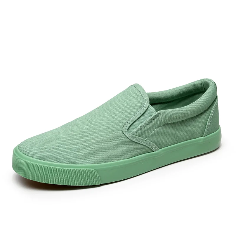 New Loafers Men Slip-on Casual Shoes Mint Green Canvas Footwear Comfort Breathable Sneakers Man Vulcanized Shoes Tenis Masculino