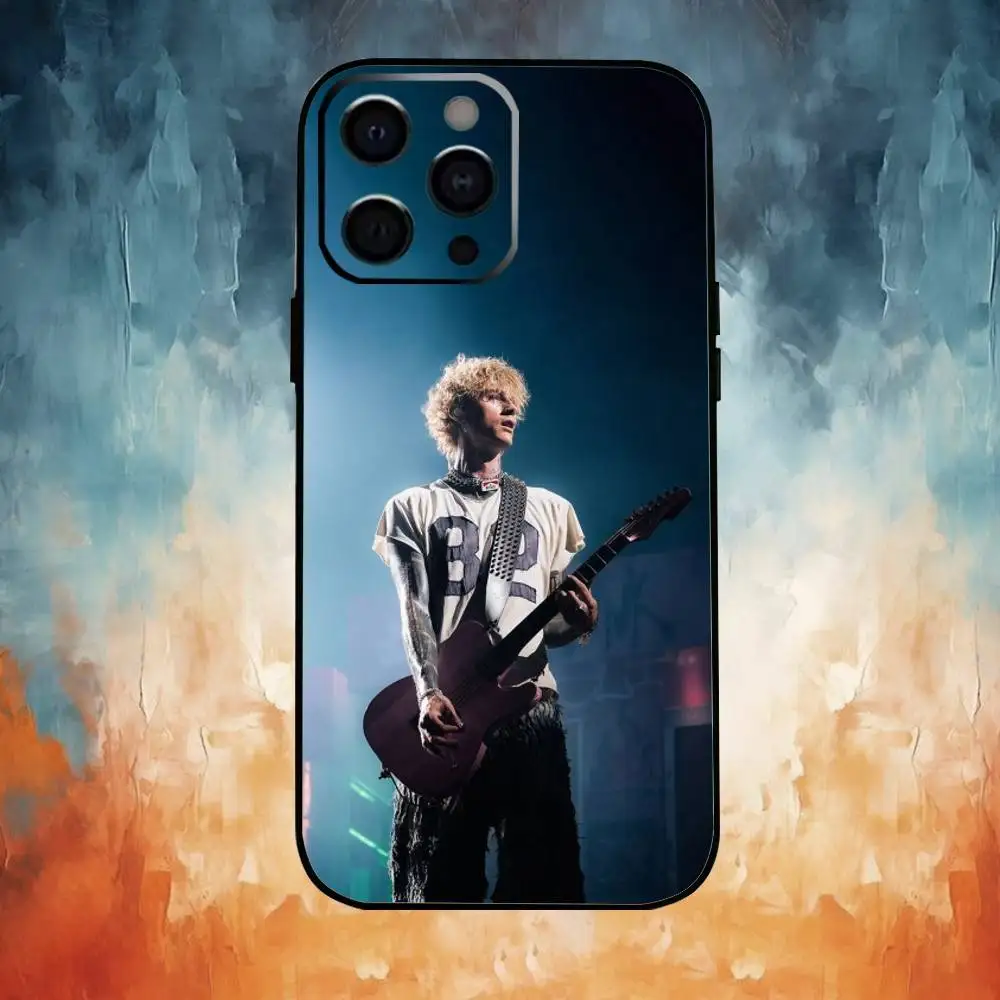 เคสโทรศัพท์ M-Machine Gun K-Kelly MGK สำหรับ iPhone17,16,15,14,13,12,11 Plus,Pro Max แบบนิ่ม สีดำ