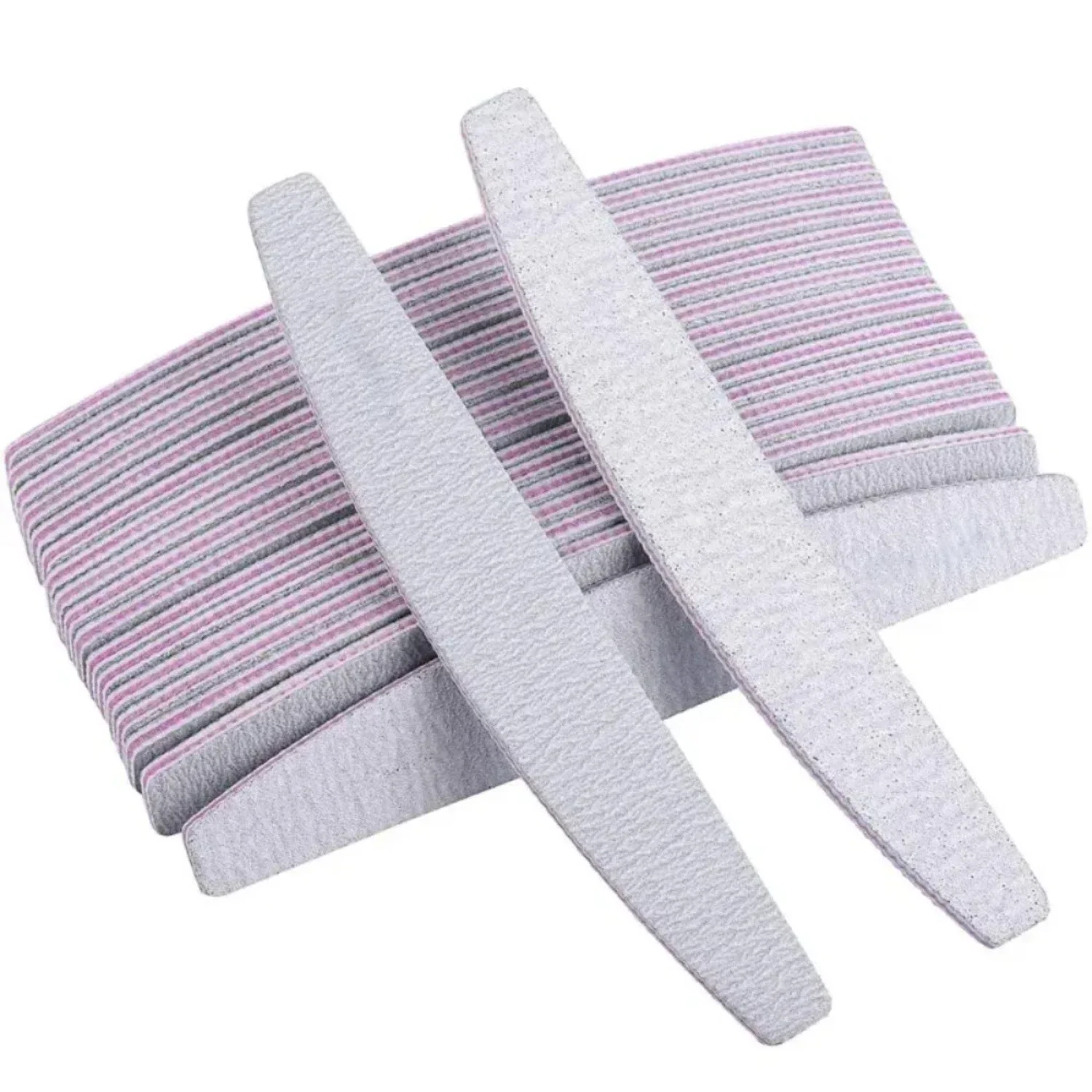 1/50 Pcs Half Moon Nail Files Buffer Set 100/180 Grit Double-Sided Sandpaper for Nail Sanding Grinding And Polish Manicure Tool
