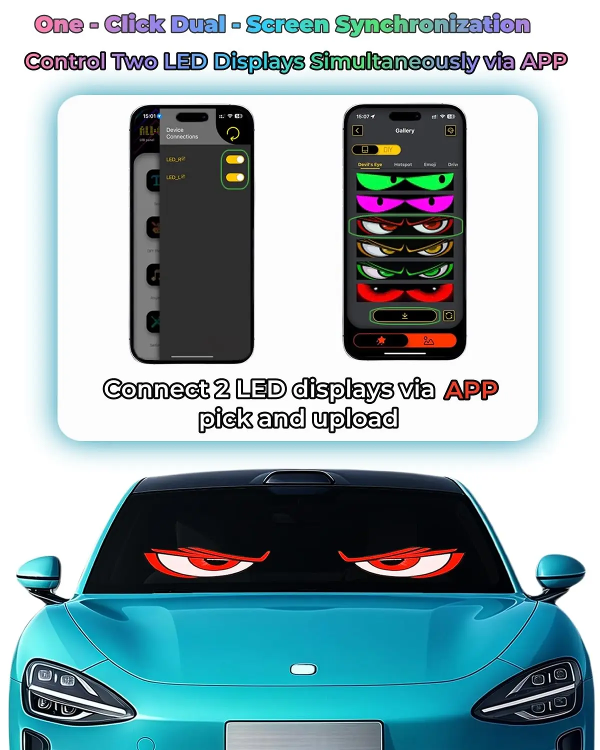 LED Car Windshield Truck Eye RGB LED Matrix Pixel Panel Car Graffiti Scrolling Text Animation Light Truck Lights Bluetooth APP view 8