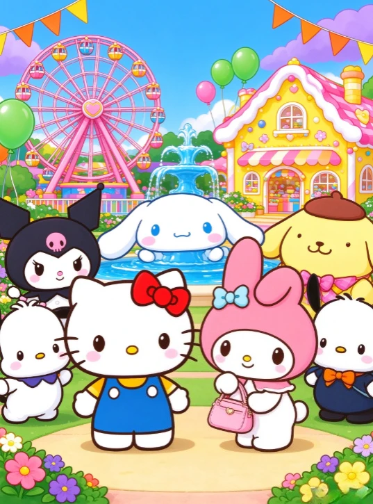 500/1000/1200/2000PCS Jigsaw Puzzle Kawaii Cartoon Creatures Amusement Park Ferris Wheel Candy House Home Wall Decor