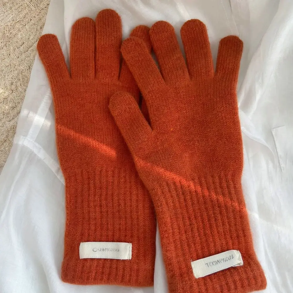 Thermal Wool Gloves Women Winter Warm Touchscreen Mittens Solid Color Fashion Commuter Soft Split Finger Outdoor Hand Wear