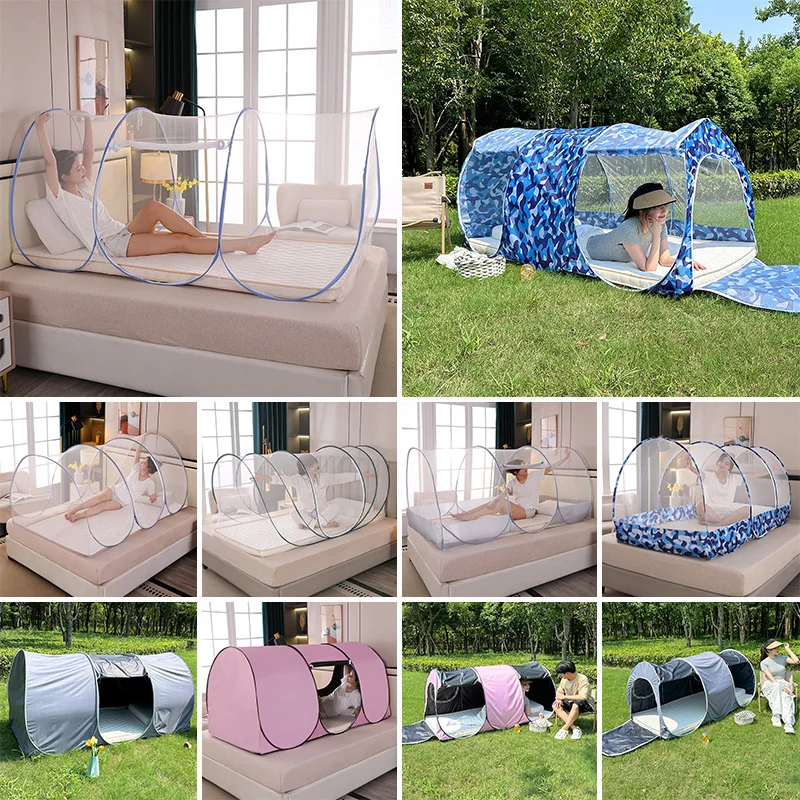 360° Full Protection Mosquito Net Spacious PopUp Bed Tent No Pole Foldable Breathable Mesh Design for Home Travel Dorms Use