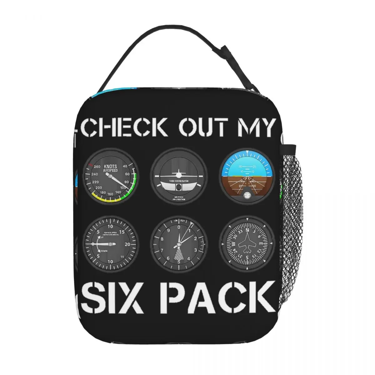 Funny Pilot Top Airplane Six Pack Flight Instruments Insulated Lunch Bag Women Kids Leakproof Food Boxes Thermal Lunch Box Tote