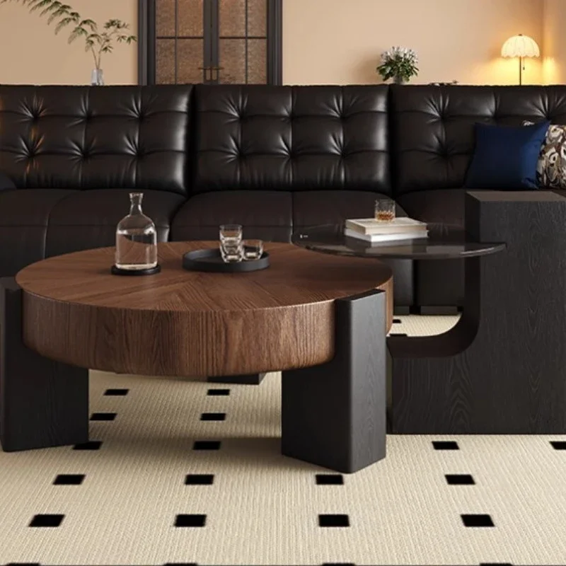 

Funky Round Solid Wood CoffeeTable Tempered Glass Small Table Small Minimalist Modern Cheap Dressing Couchtisch Unique Furniture