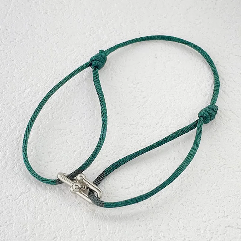 Pulsera trenzada de cuerda ajustable, cierre en U de herradura, amor, amistad