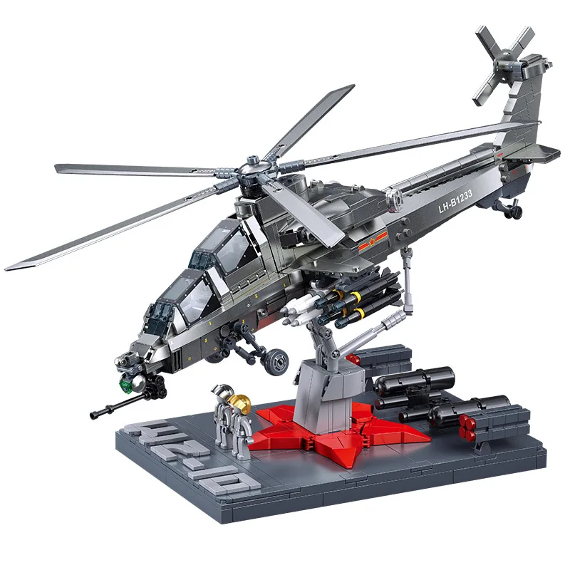 

Sluban Military WZ-10S Armed Aircraft Airplane Model Building Blocks Kids Boys Plane Bricks Toys Christmas Gift