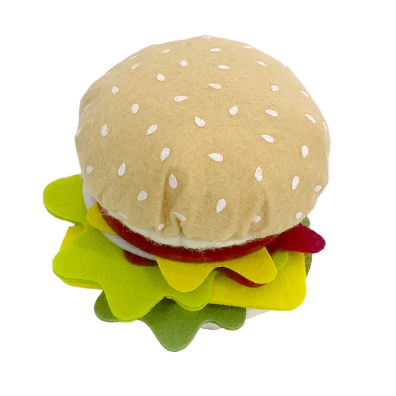 Ensemble de jouets alimentaires en feutre de 28 pièces, idéal pour les enfants, jeu de simulation et jeux de rôle de cuisine, comprend un Sandwich aux hamburgers