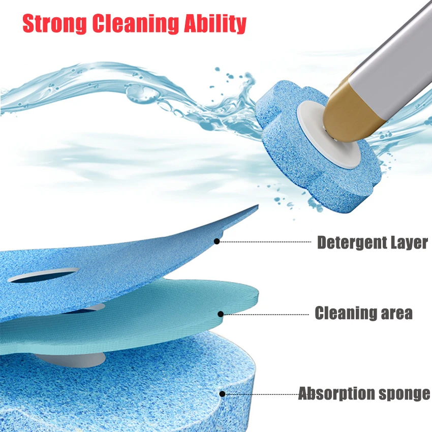 Disposable Toilet Brush Sponge Wall-mounted Bathroom Corner Washing Sponge With Detergent Brush Head Replacement Cleaning Tool