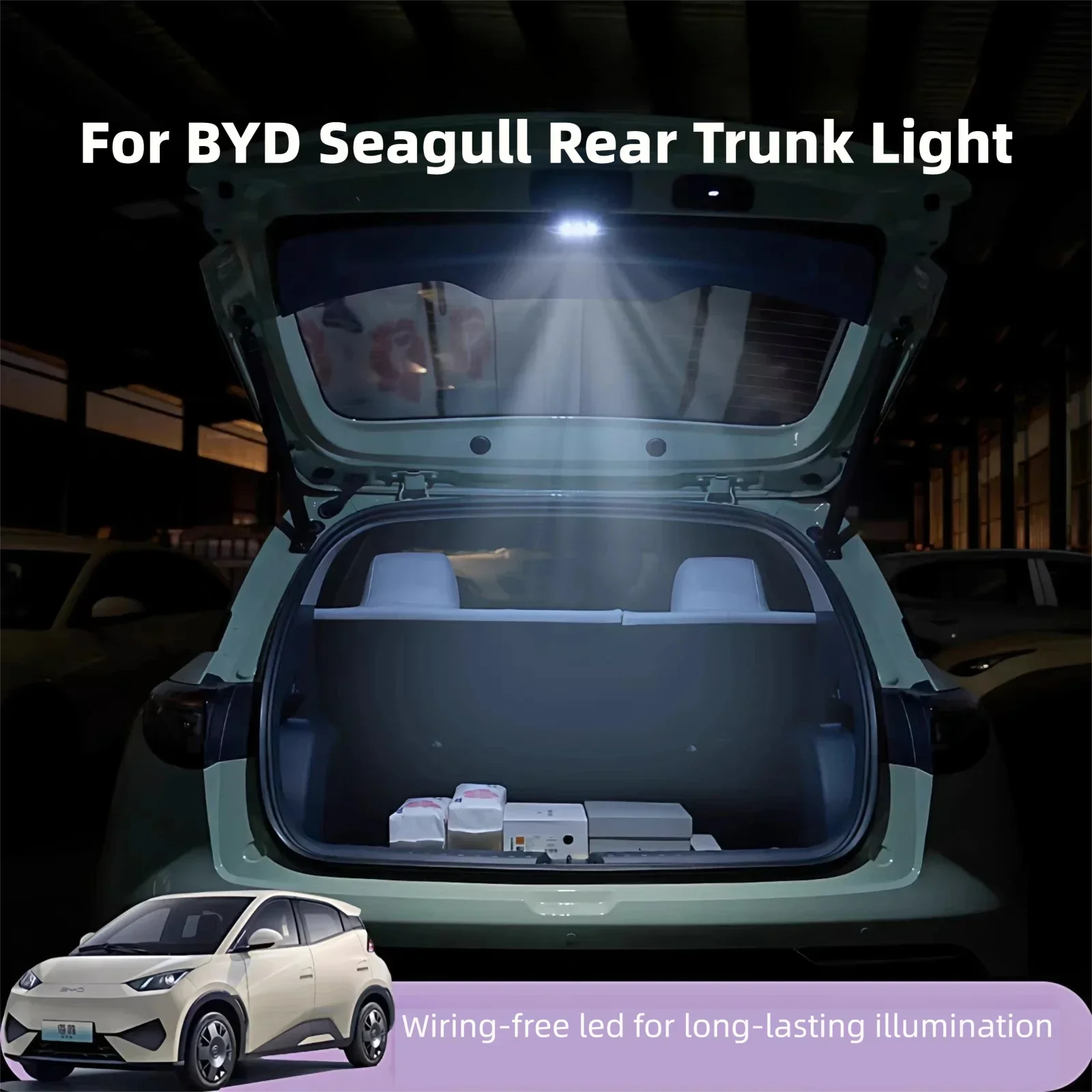 For BYD Seagull Rear Trunk LED Light OEM Style No Wiring Plug & Play Interior Atmosphere Lamp Accessories