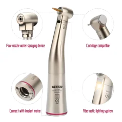 Dental High Speed Fiber Optic Contra Angle 1:1/1:5 With LED Headpiece Against Angle E-tape Push Button Dentistry Inner Handpiece