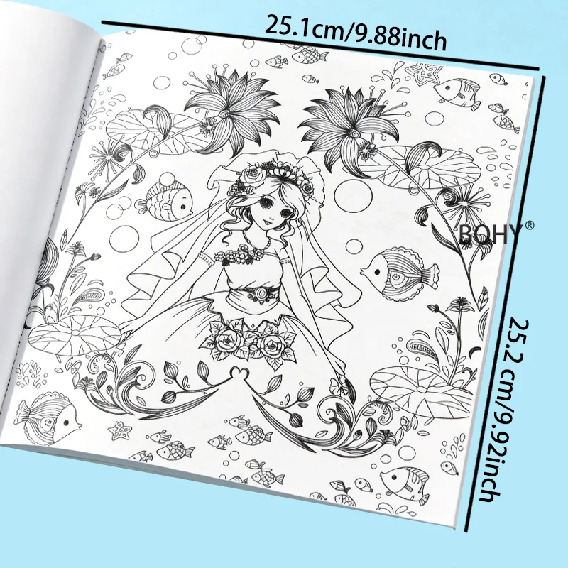 1 Adult Healing Fairy Tale Coloring Album Including Themes As Flower Fairies/wedding Girls/moon Goddesses/little Fox /butterfly