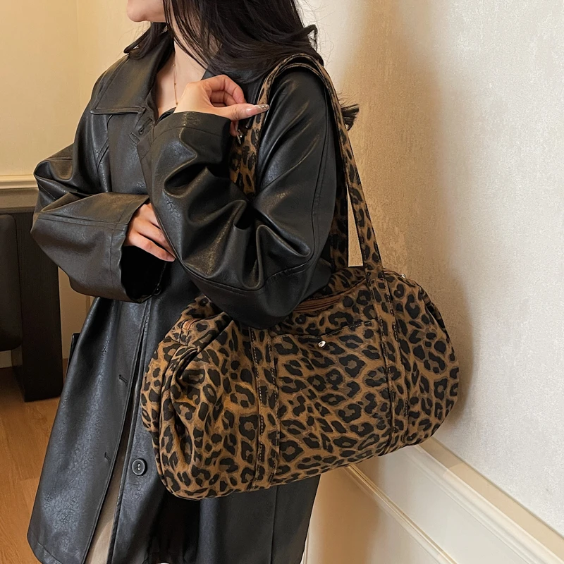 Leopardenmuster-Tragetasche für Damen, große Canvas-Umhängetasche, vielseitige Crossbody-Handtasche, Damen-Shopper-Tasche für Reisen, Arbeit und Alltag. – Detail 31