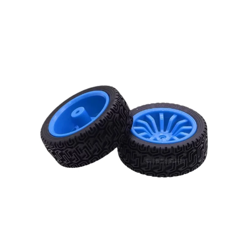 65mm Wheel Robot High-Friction Rubber Tire Connect Smart Car with 4mm D-Shaped Hole 1:10 Polyester Cotton/Nylon Inner Core