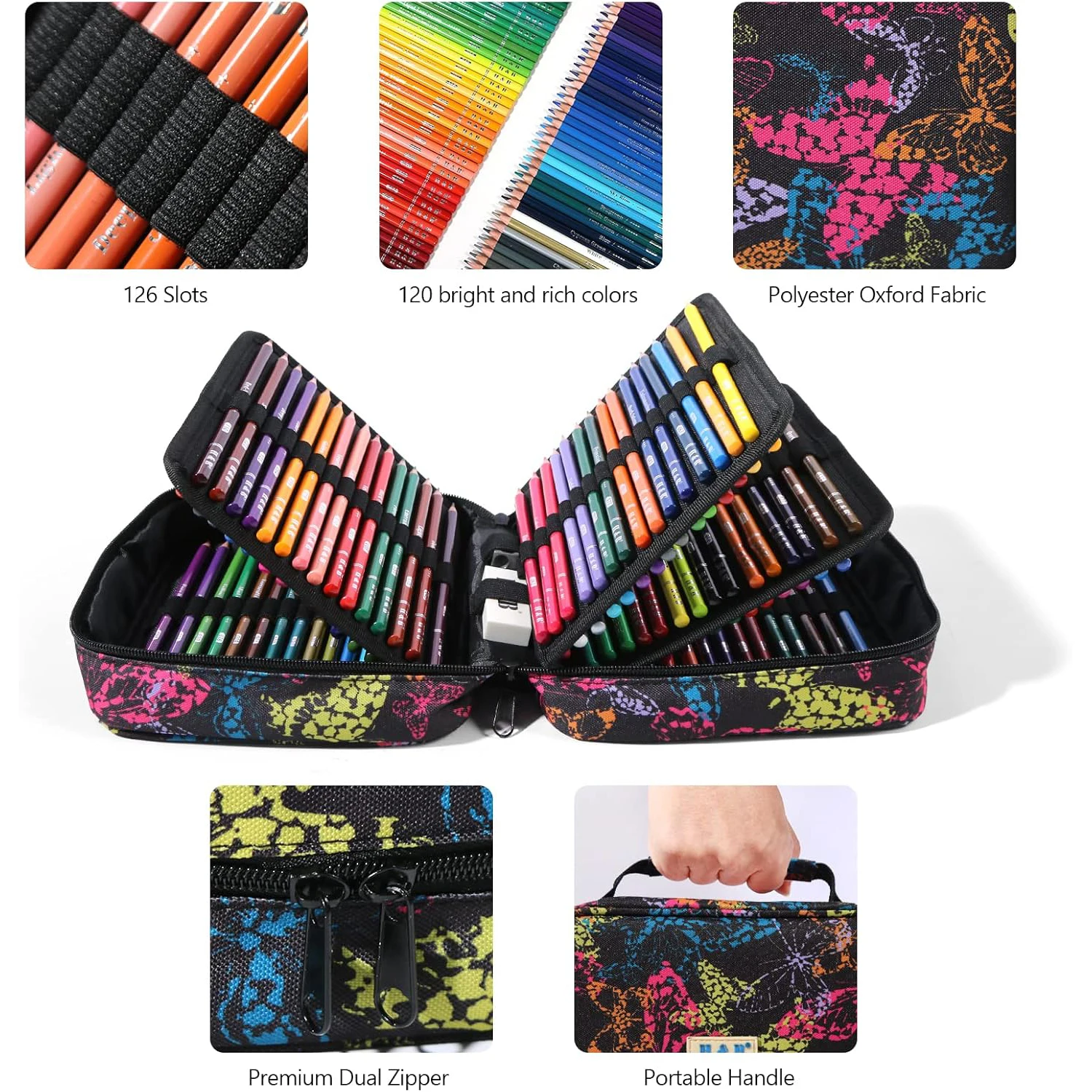 مجموعة أقلام رصاص ملونة 72/120/180/260 - أقلام رصاص على طراز ألوان مائية نابضة بالحياة، قابلة للمسح، مثالية للفنانين والمبتدئين، لوازم فنية