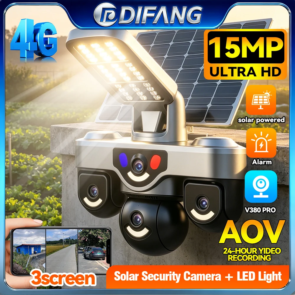 

AOV 4G Sim Card Solar CCTV PTZ Outdoor Auto Tracking Wireless Solar WiFi IP Camera Solar Powered CCTV Solar Lighting