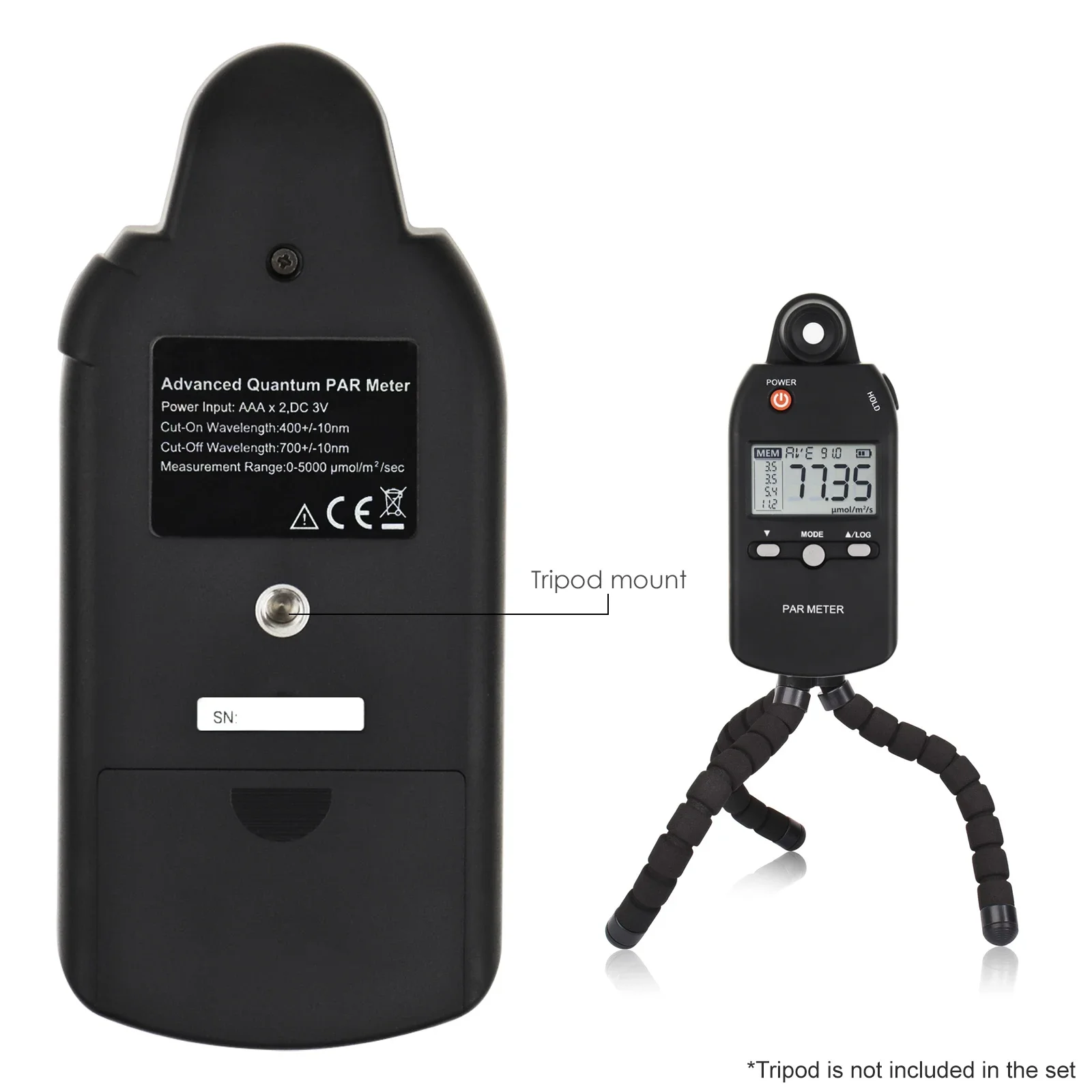 Handheld Light PAR-meter Volledig spectrum PPFD Fotosynthetische activiteitsmeting Analyzer Binnen Buiten Plantengroei