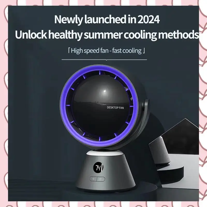 

HHTL High-Speed Turbo Fan Shaking Head Tabletop Circulation USB Small Fan With Light 1Set
