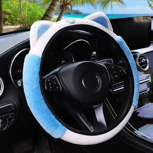 Plush kitten steering wheel lid, car accessories, hot car without internal ring, beautiful cartoons, suitable for 14.5-15 inch 12 Main sales lining steering wheel - №11