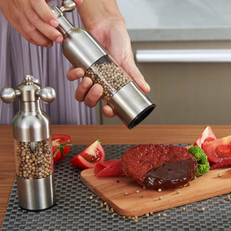 Heavy Steel Spice Salt and Pepper Mill, Manual Hand Rotate,  Grinder, Kitchen Accessories