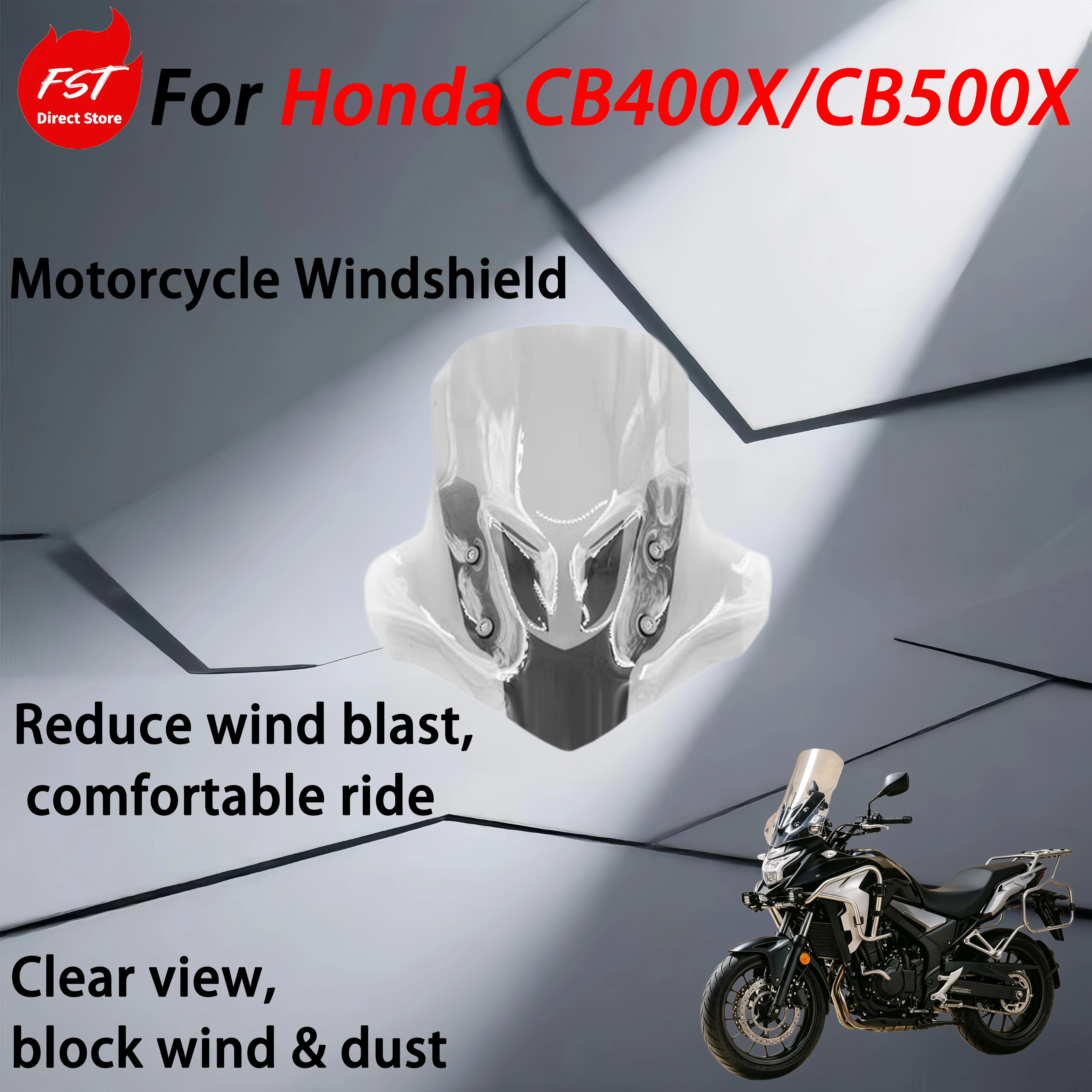 For Honda CB400X/CB500X Replacement of the front windshield trim, windshield guard, and windshield glass