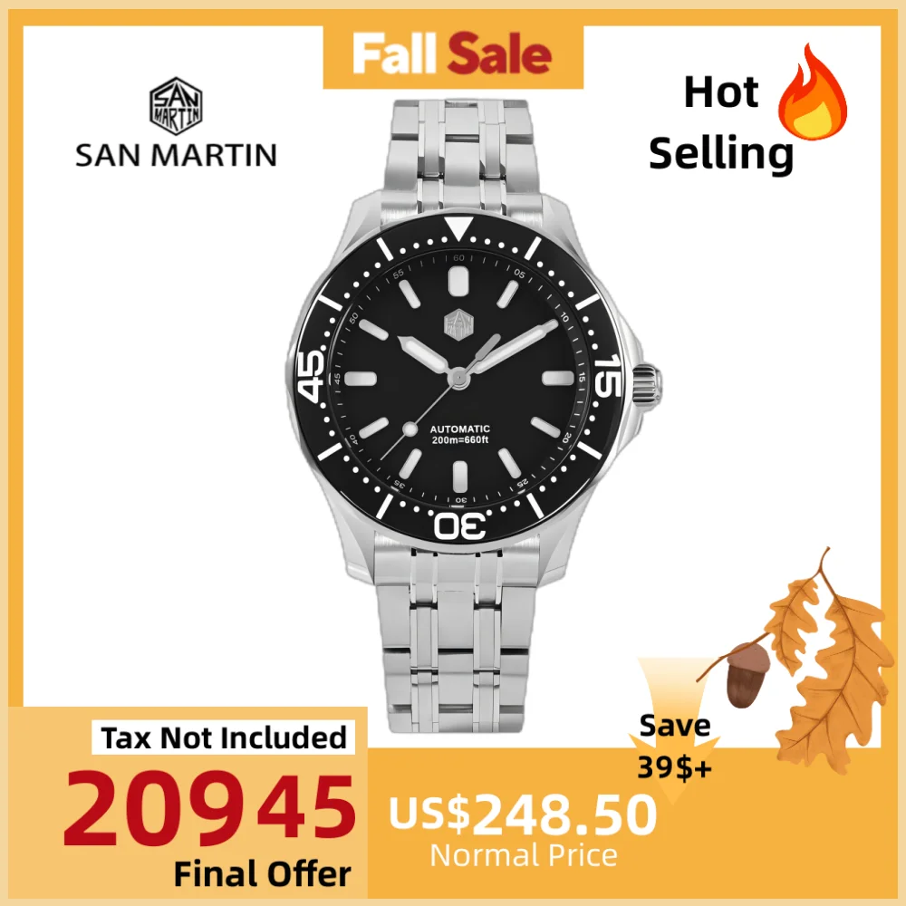 

San Martin 41.5mm YN55 Diver's Watch For Men Automatic Mechanical Wristwatch Sport 20Bar Luminous Luxury Watches Sapphire SN0088