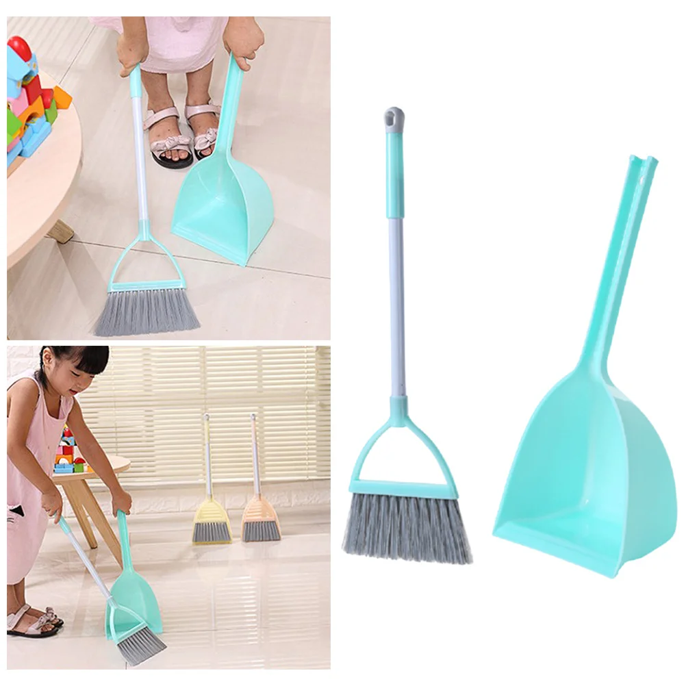 مجموعة مجارف مكنسة صغيرة للأطفال باللون الأخضر النعناعي، مساعد تعليمي للتدبير المنزلي للأطفال، أداة تنظيف التظاهر باللعب هدية #3