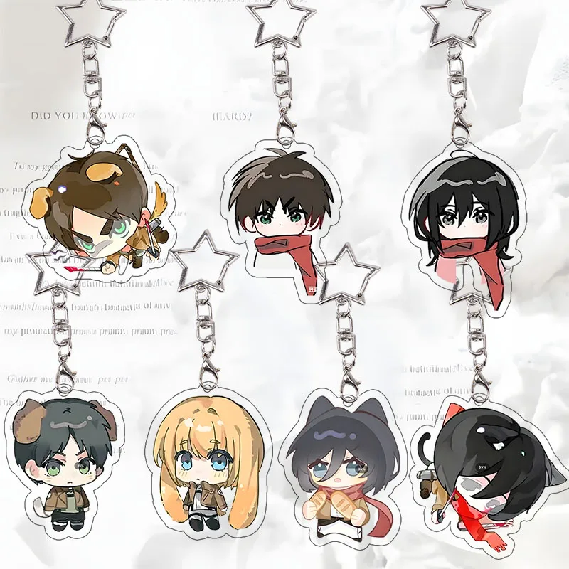 Llavero de acrílico de Attack on Titan, llavero de dibujos animados de Eren Yeager, colgante decorativo para bolso, colección exquisita, regalo de cumpleaños