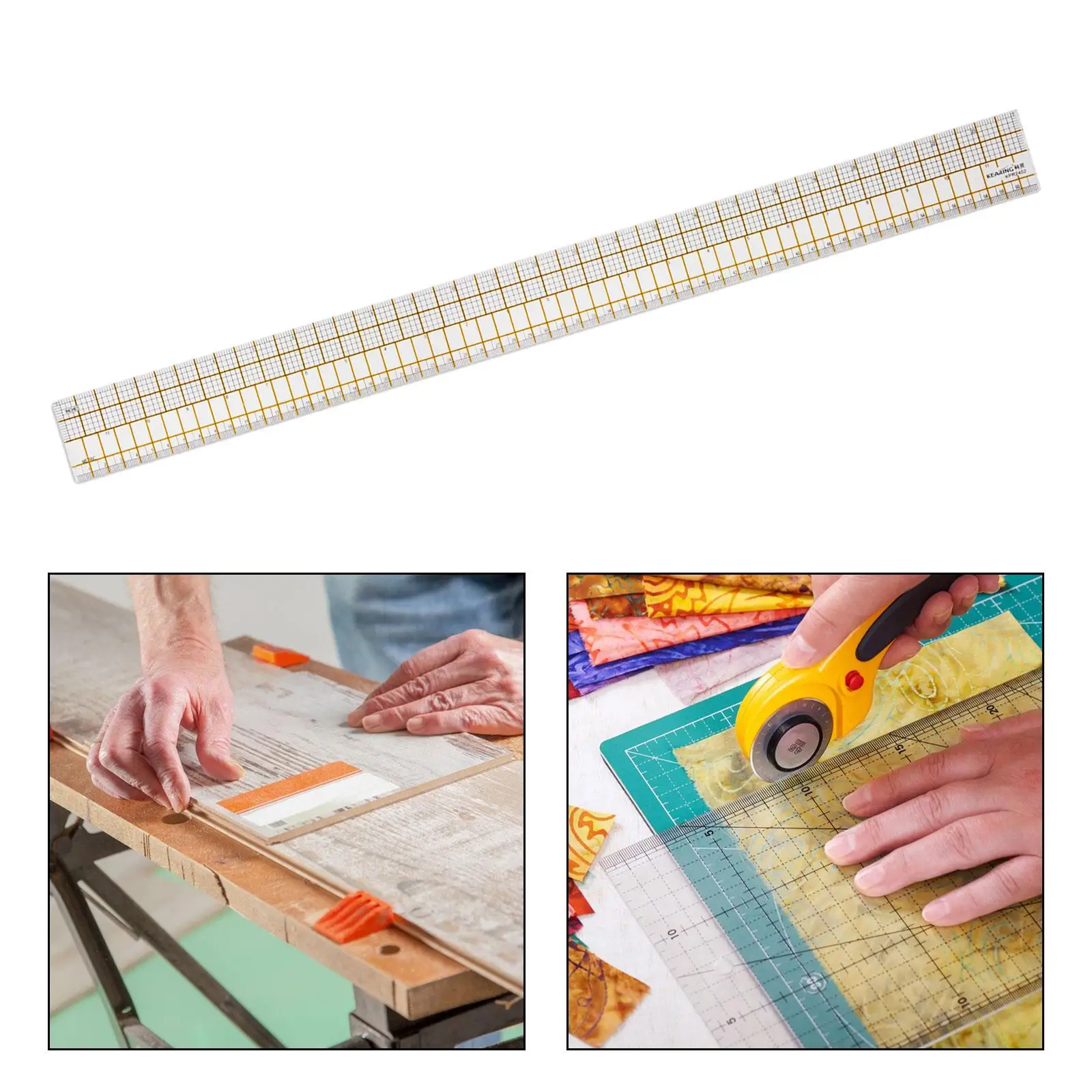 Règle manuelle pour découper le tissu, règle de tailleur pour patchwork, pour mesurer et marquer, 24 pouces