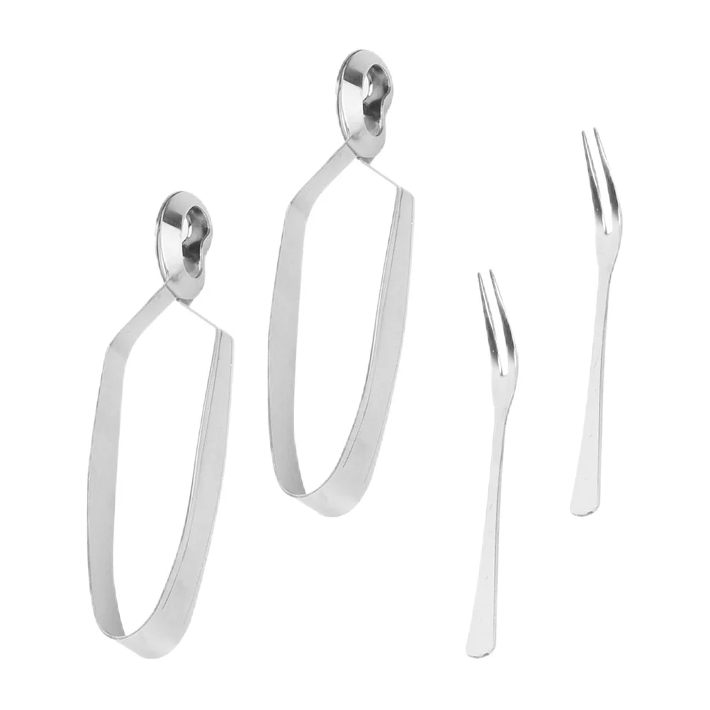 4 Pcs Baked Snail Tableware Barbecue Tong Plate Escargot Forks Seafood Tongs Clamps Kitchen Utensils Hairpin