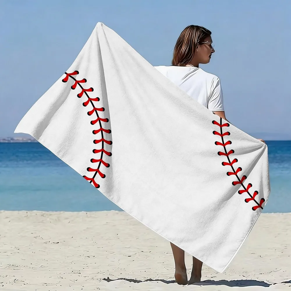 Baseball Stripe Print Beach Towel Patterned Sunscreen And Windproof Suitable For Swimming Pool Camping Travel Blanket