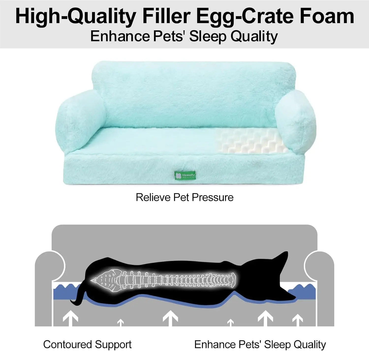 Mewoofun Cat Bed Small Dog Bed Cat Sofa Dog Couch Orthopedic Dog Bed Egg- Foam Pet Bed with Removable Washable Cover