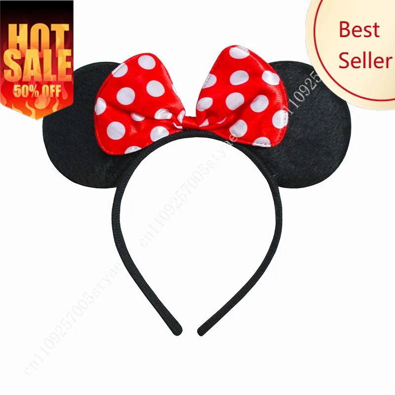 

Mickey Minnie Mouse Ear Headband Disney Cartoon Bow Korean Hair Art Ornament Party Holiday Decorations Gift Hair Clip