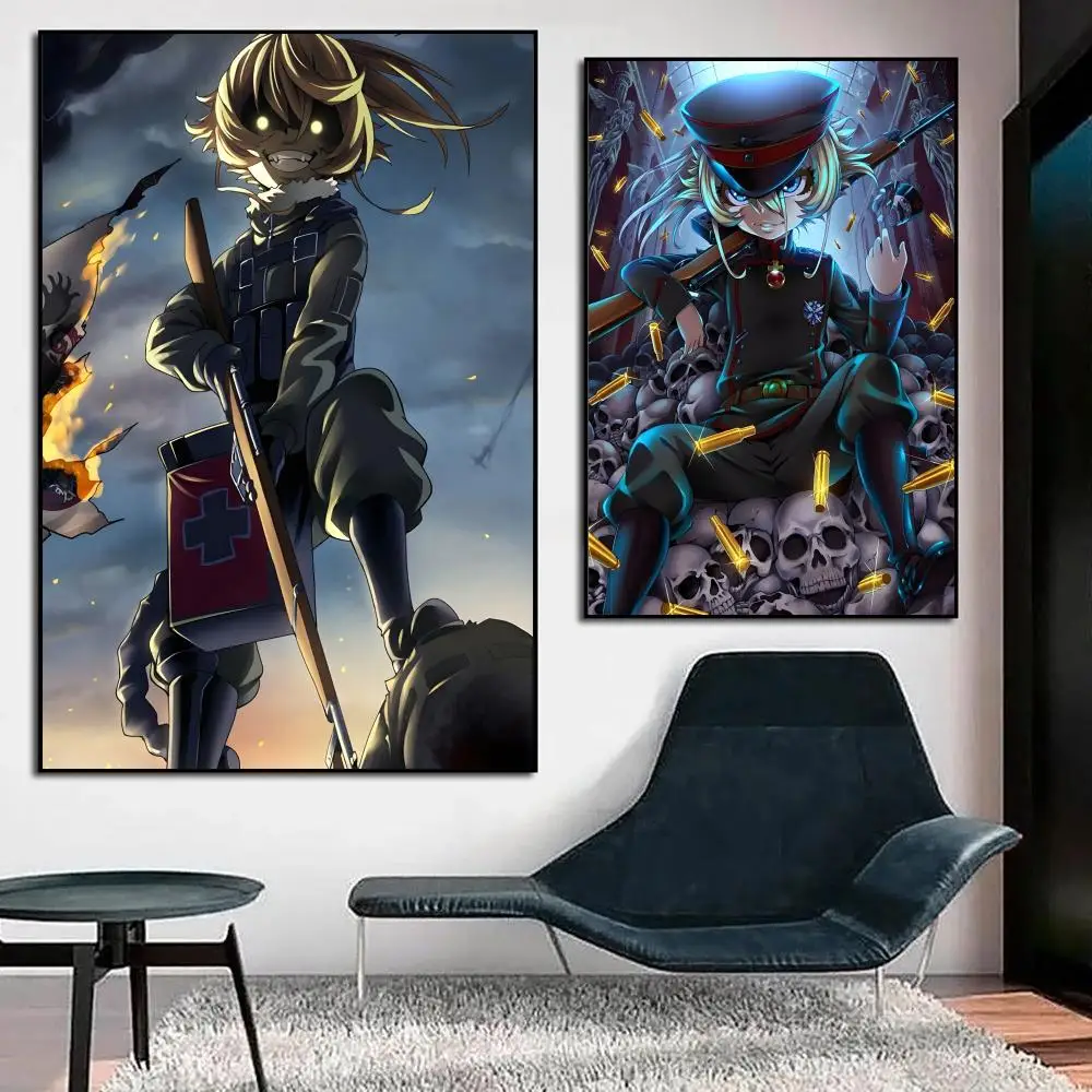 ملصق أنيمي S-Saga of Tanya the Evil HD أنيمي موضوع ساخن المغني/OST/فيلم مقاوم للماء ذاتي اللصق ديكور المنزل