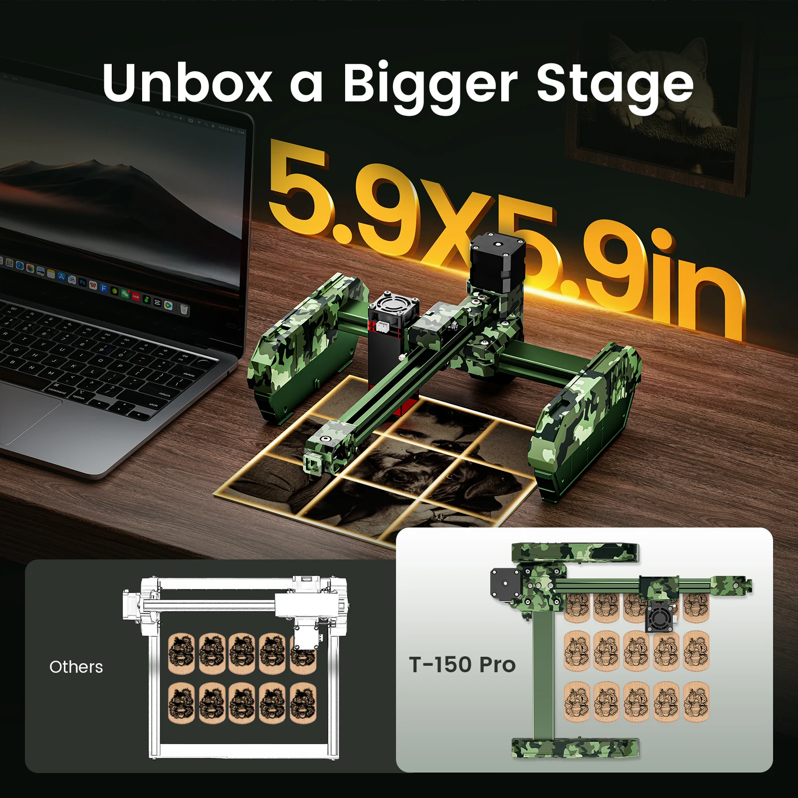 AlgoLaser T150PRO 6W Portable Laser Engraving Machine 8000mm/s High Precision Multi Function Metal Glass Wood Gift DIY Tool Kit