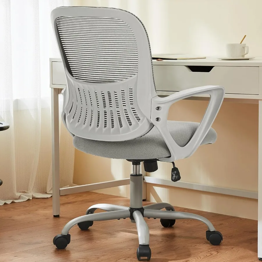 Ergonomic MidBack Mesh Home Office Desk Chair with Wheels Lumbar Support and Comfortable Armrests for Home Bedroom Study Office