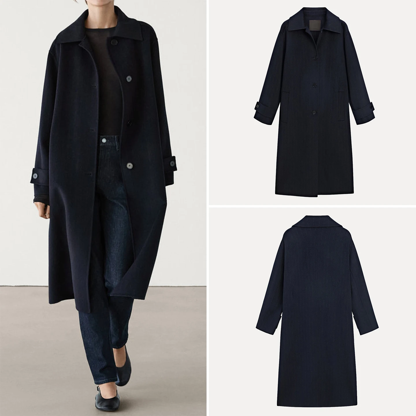 

Z женское двустороннее шерстяное пальто, свободное модное, Новое поступление, осенний сезон 2025, другие материалы 00%