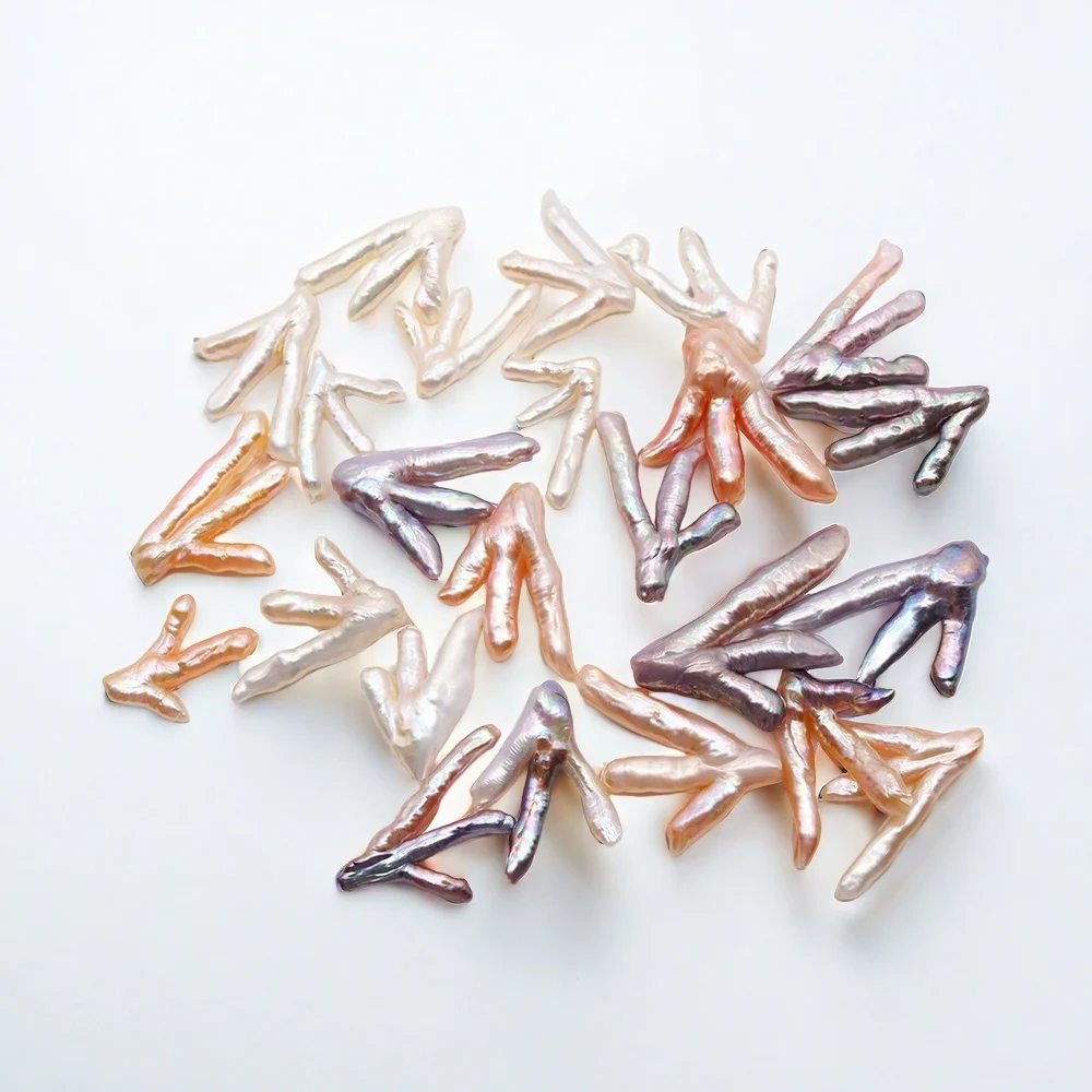 

Natural Baroque Freshwater Pearls Loose Bead Chicken Feet Half Hole Beads for DIY Pendant Necklace Earrings for Jewerly Making