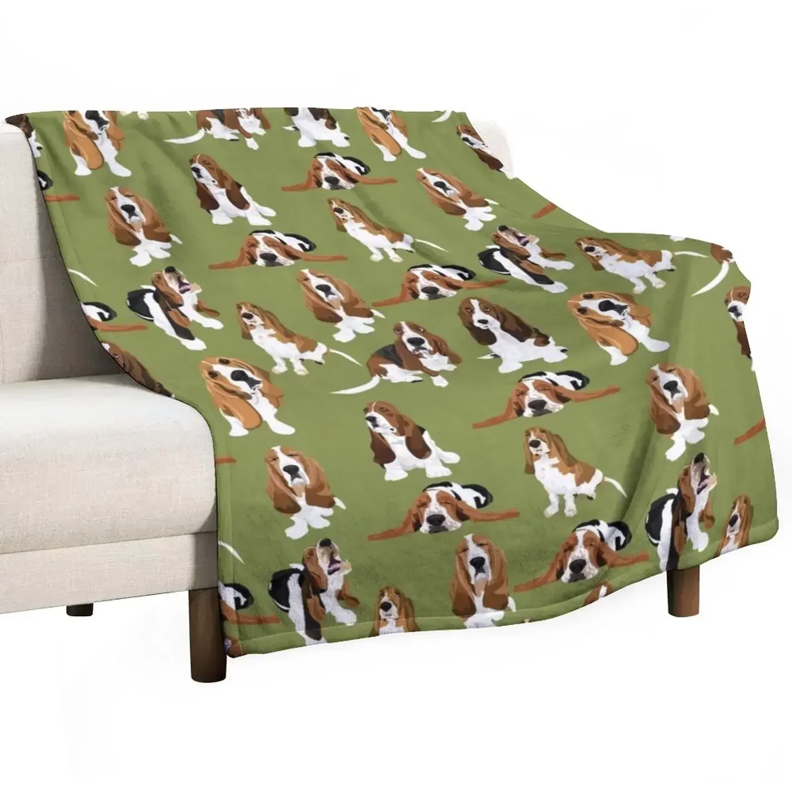 Basset Hound Throw Blanket Thermal Winter beds Bed Fashionable Cute Plaid Quilt cosplay anime Blankets