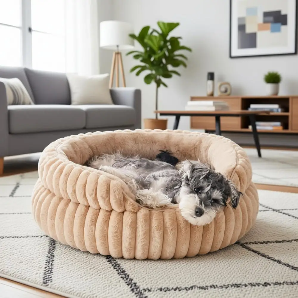 

Моющаяся лежанка для маленьких собак и кошек, круглая лежанка для щенков и котят с нескользящим дном, 24x24x9