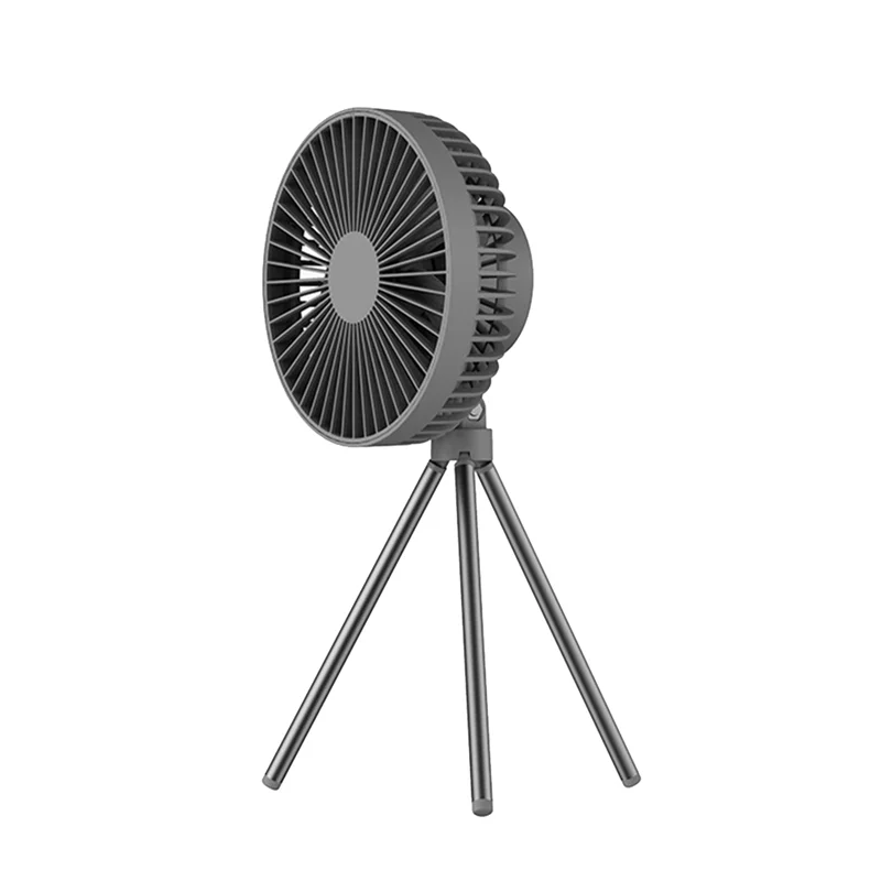 Portable Camping Fan Rechargeable Multi Mini Fan USB Outdoor Camping Ceiling Fan Light Tripod Stand Desktop Fan Gray