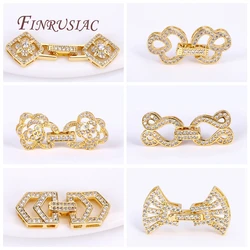 Handmade Decorative Connector Pearls Clasps Supplies 18K Gold Plated Inlaid Zircon Closure Fasteners Lock Clasps Accessories